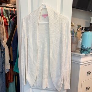 Lilly Pulitzer White Open-Front Knit Cardigan